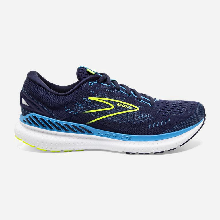 Brooks Glycerin Gts 19 NZ - Men's Max Cushion Road Running Shoes - Navy/Blue/Nightlife (64105-AVLB)